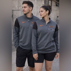 Nike SF Giants Quarter Zip Pullover Gray Orange S MLB Baseball Athletic Top